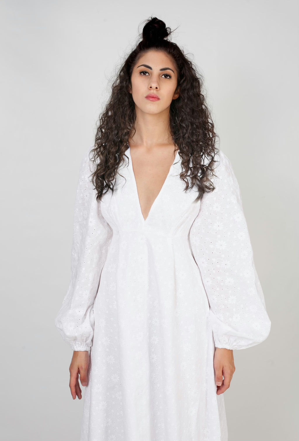 Vestido largo tela calada blanco