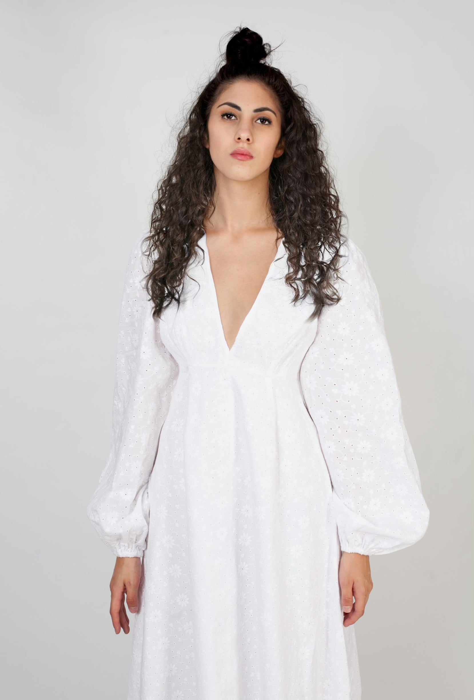 Vestido largo tela calada blanco