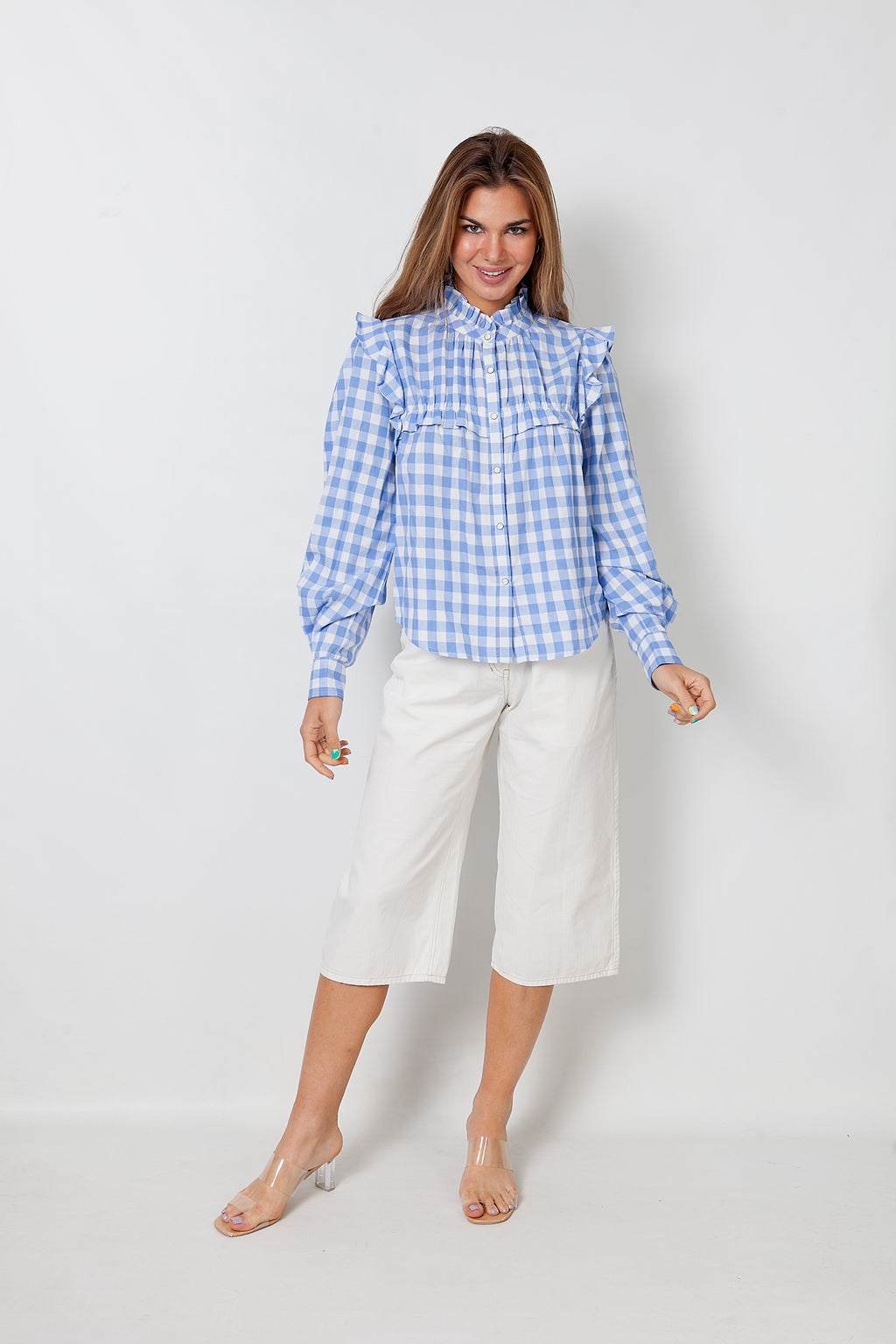 Blue and white checkered shirt