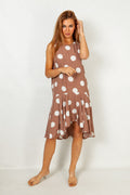 Brown polka dot ruffle dress