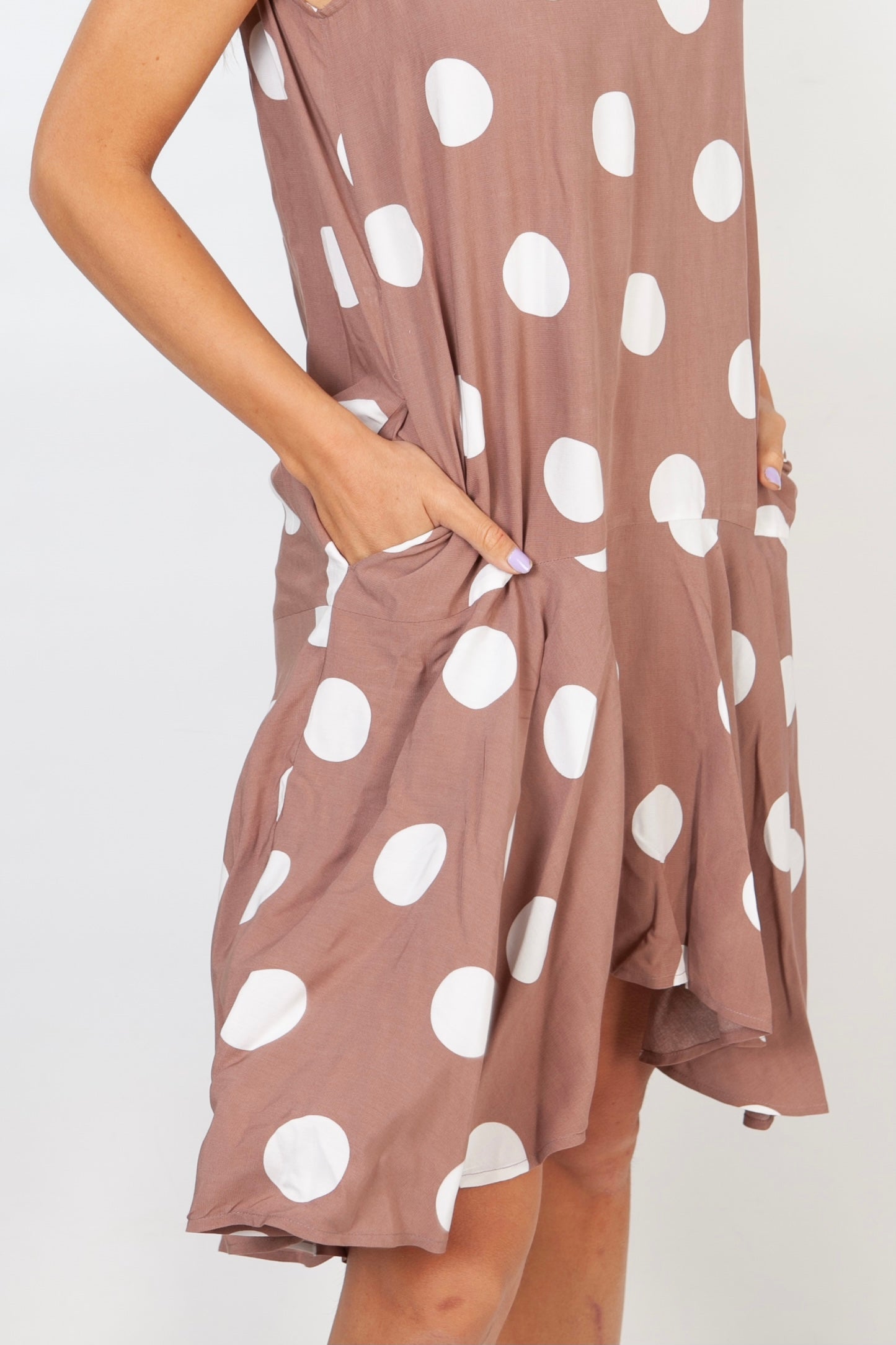 Brown polka dot ruffle dress