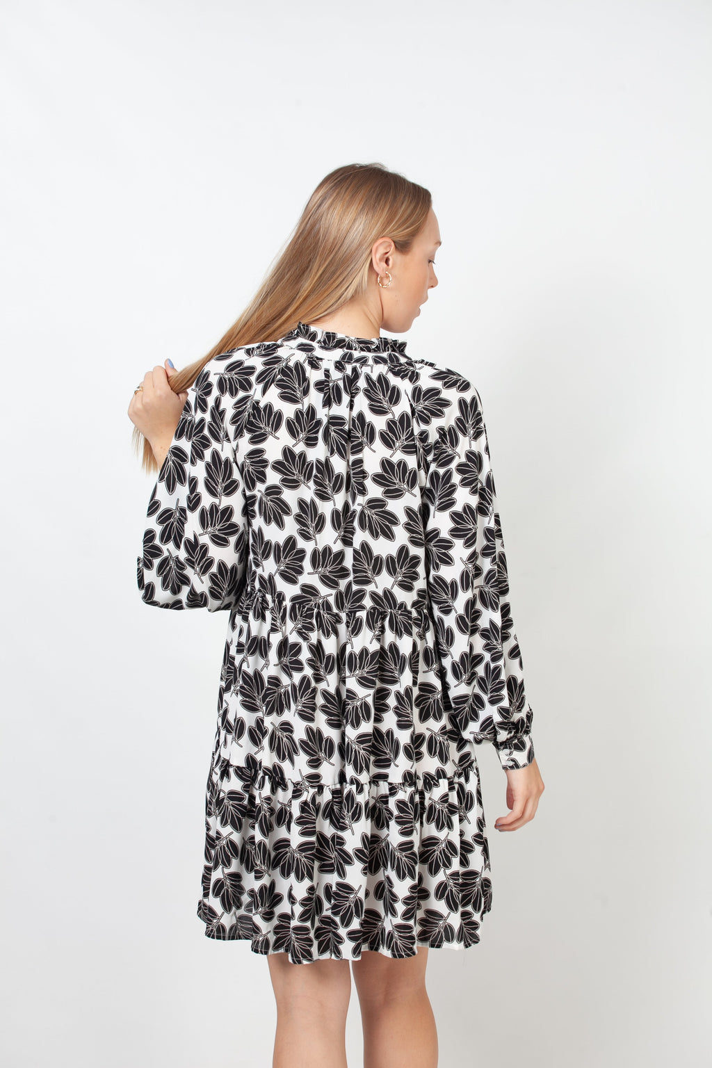 Tiered peasant dress - Black and white
