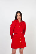 red wool skirt