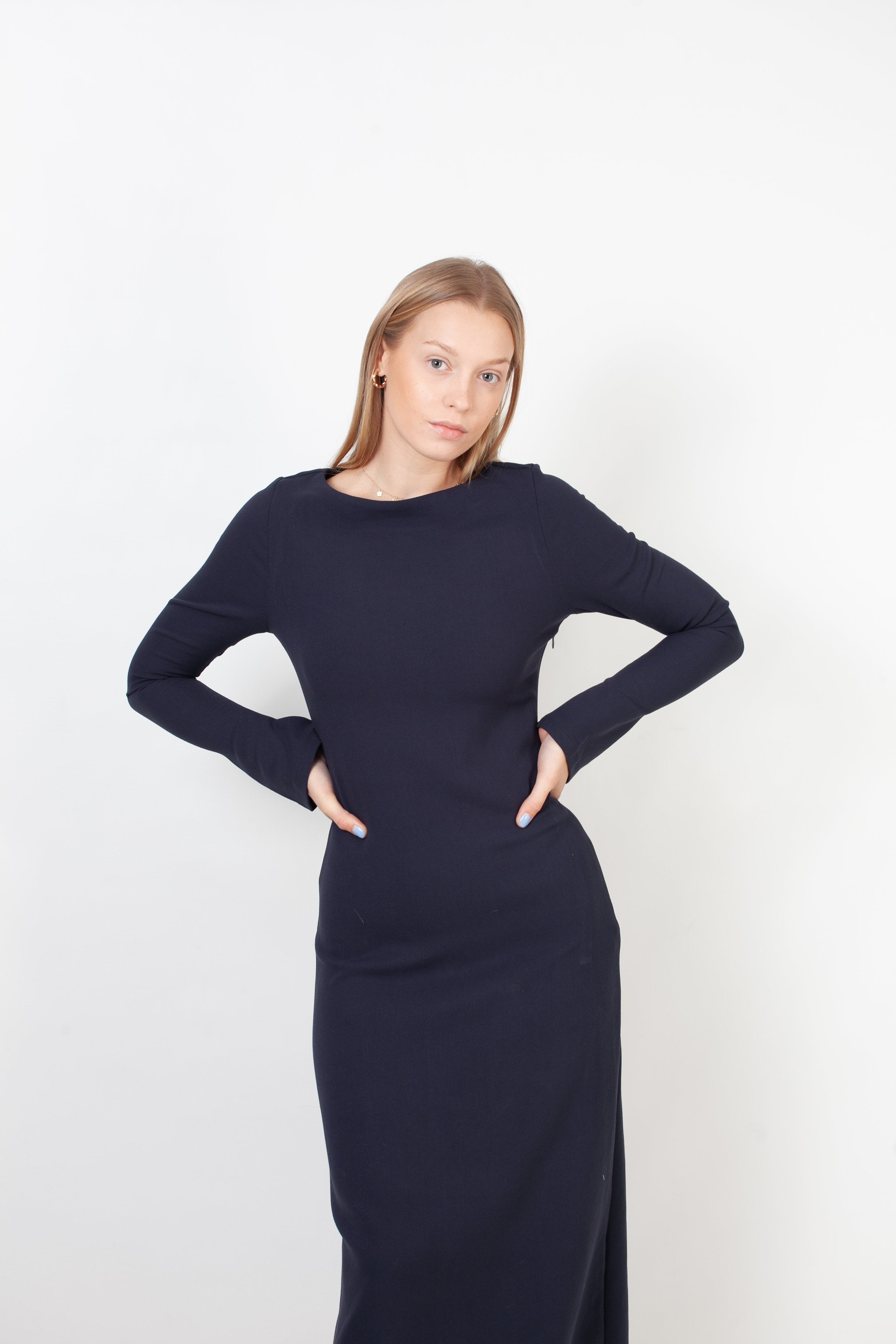 Vestido Maxi del ajuste Slim - Navy