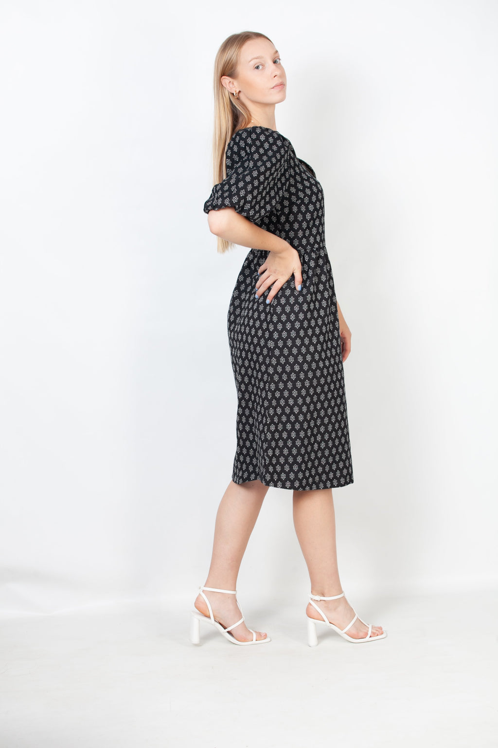 Vestido MIDI reunido - Negro