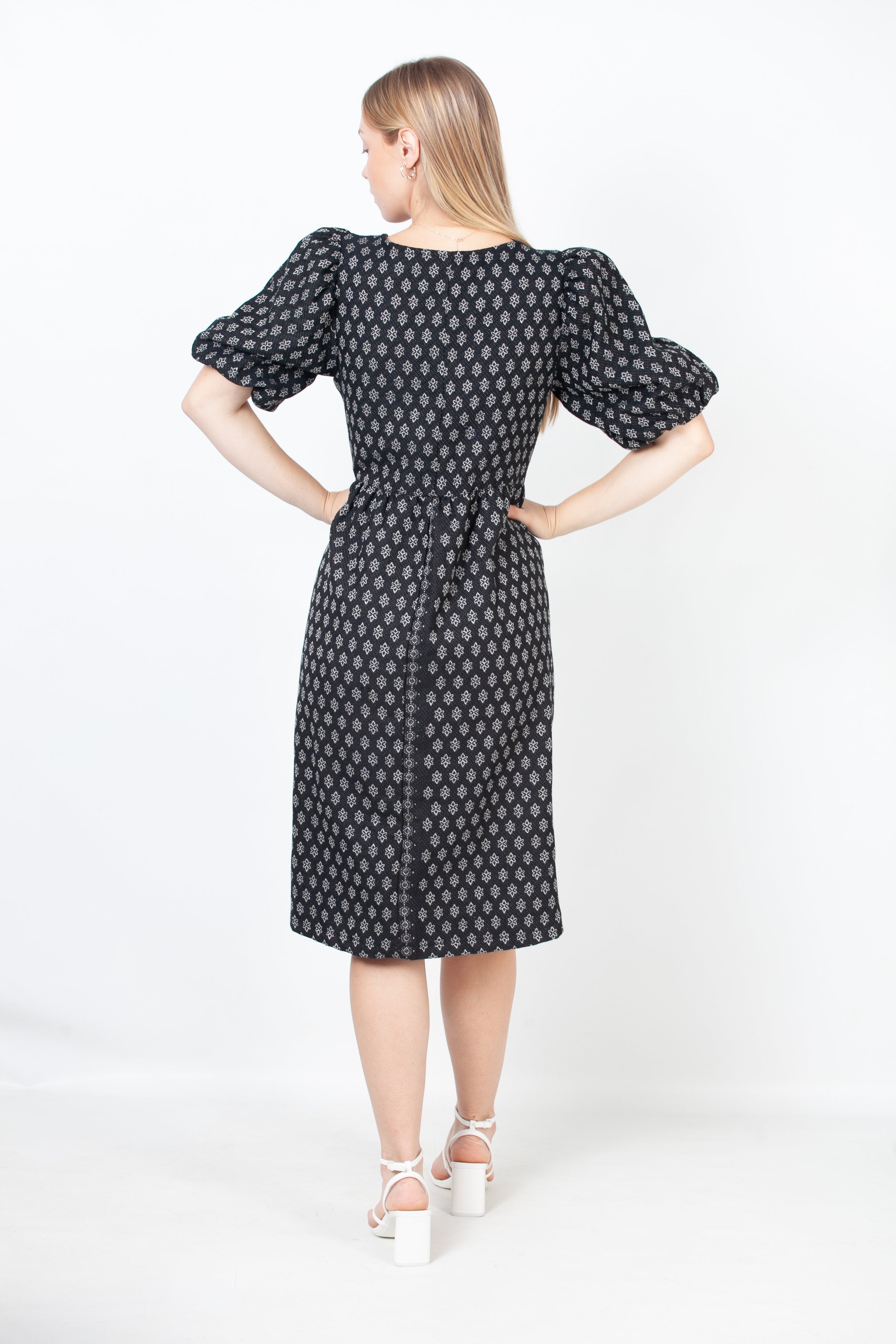 Vestido MIDI reunido - Negro