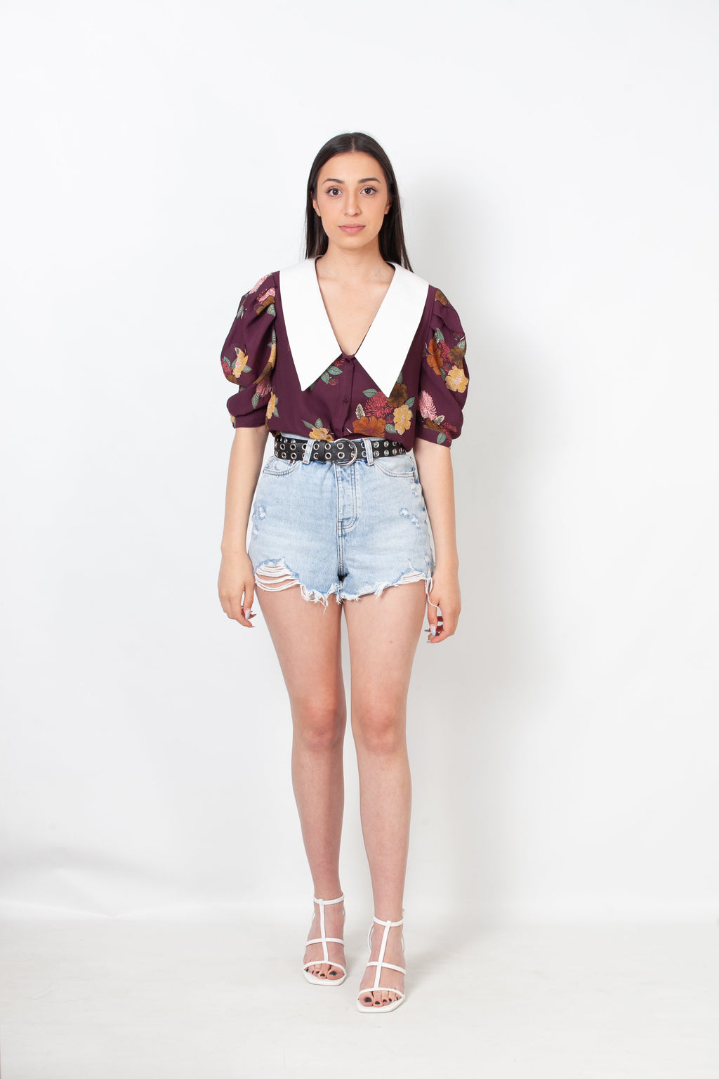Blouse Peter Pan Collar-Burgundy