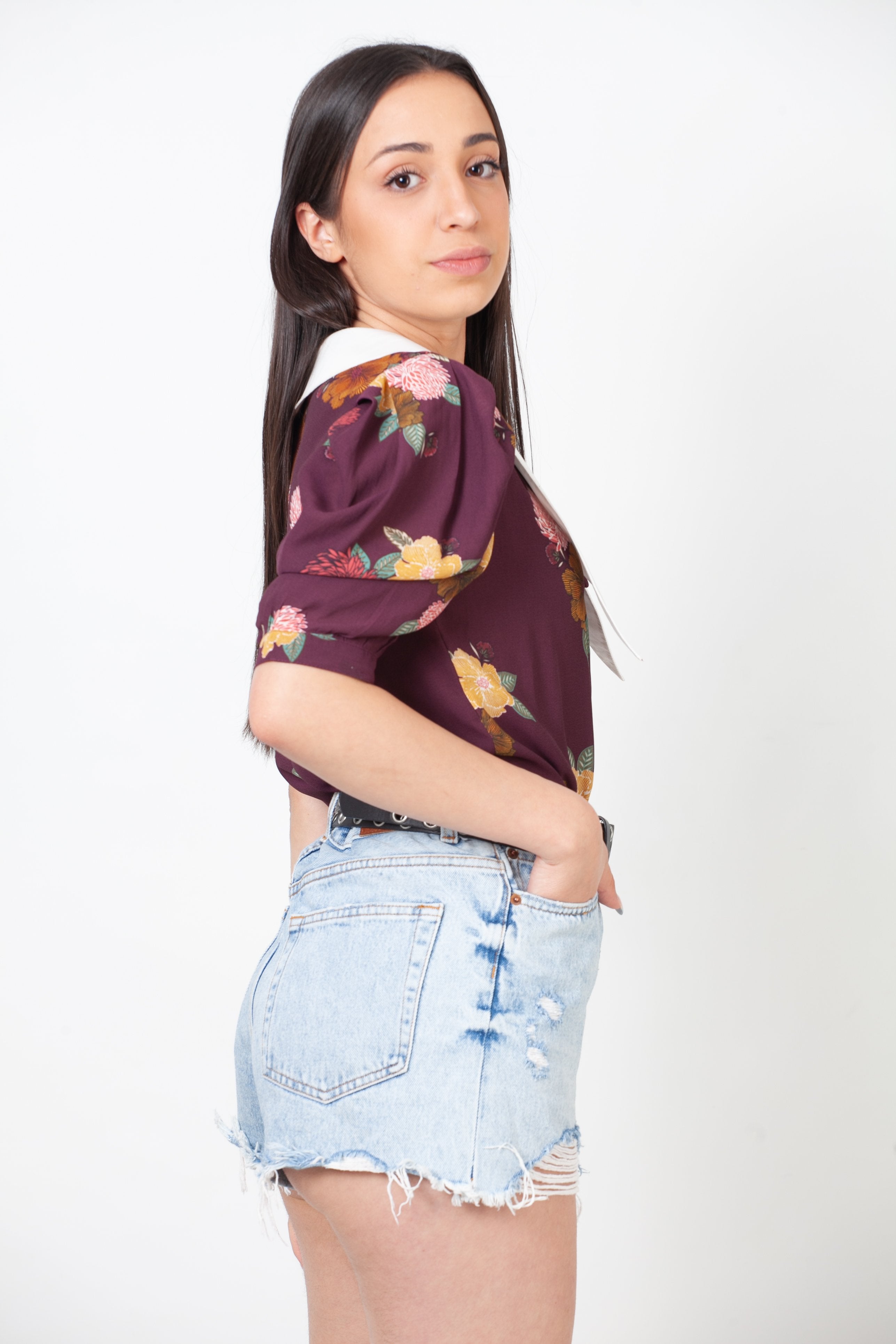 Blouse Peter Pan Collar-Burgundy