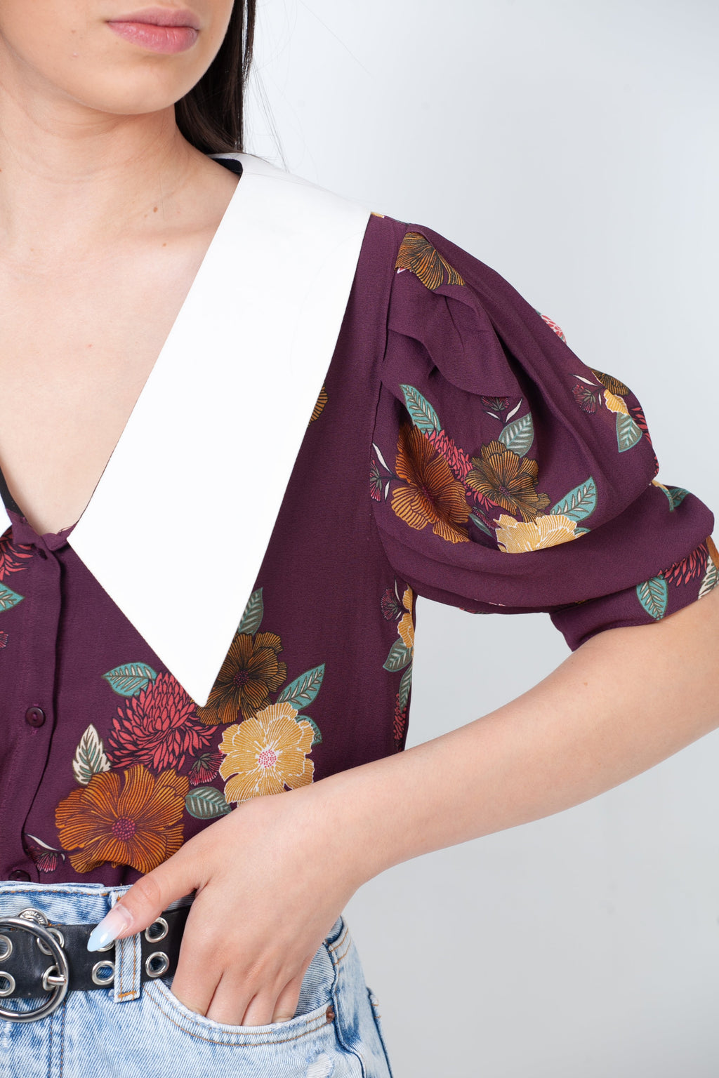 Blouse Peter Pan Collar-Burgundy