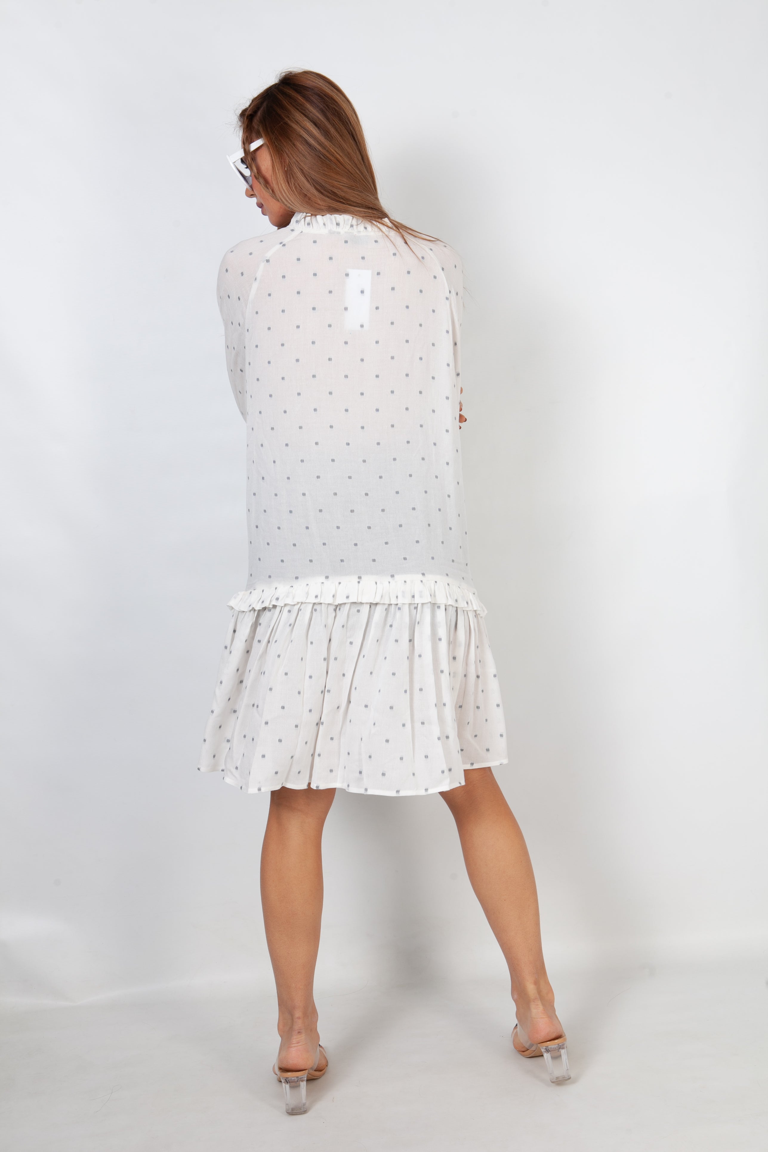 White Ruffled Chemise Dress