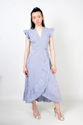 Vestido asimétrico - azul y blanco