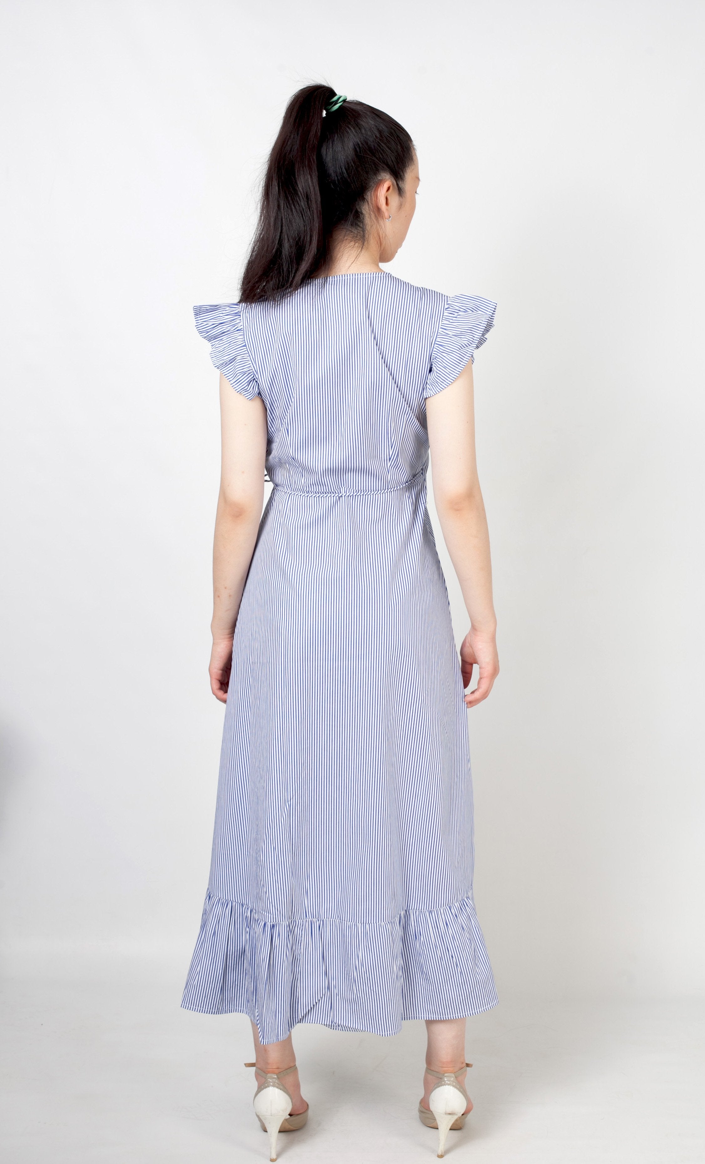 Vestido asimétrico - azul y blanco