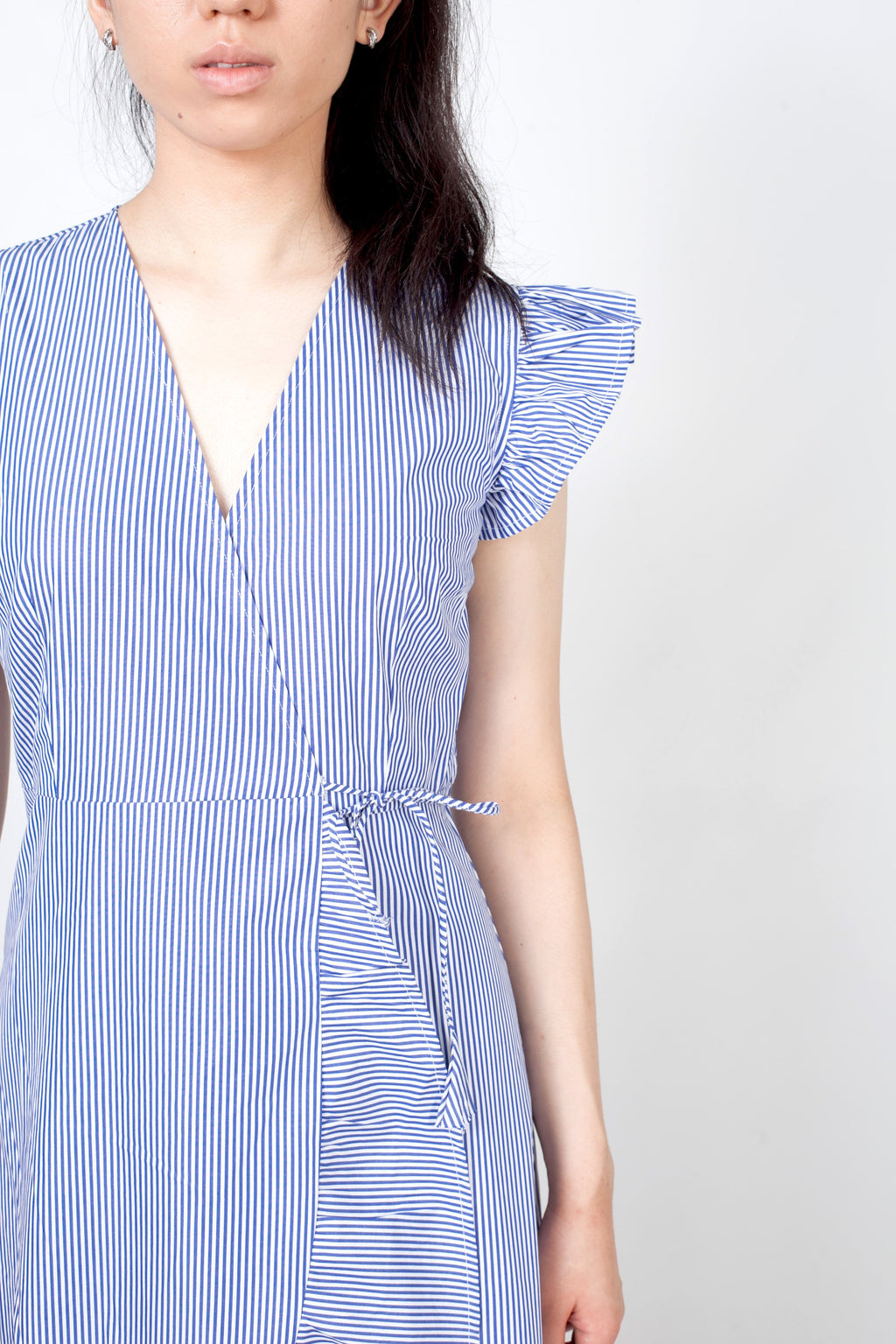Vestido asimétrico - azul y blanco