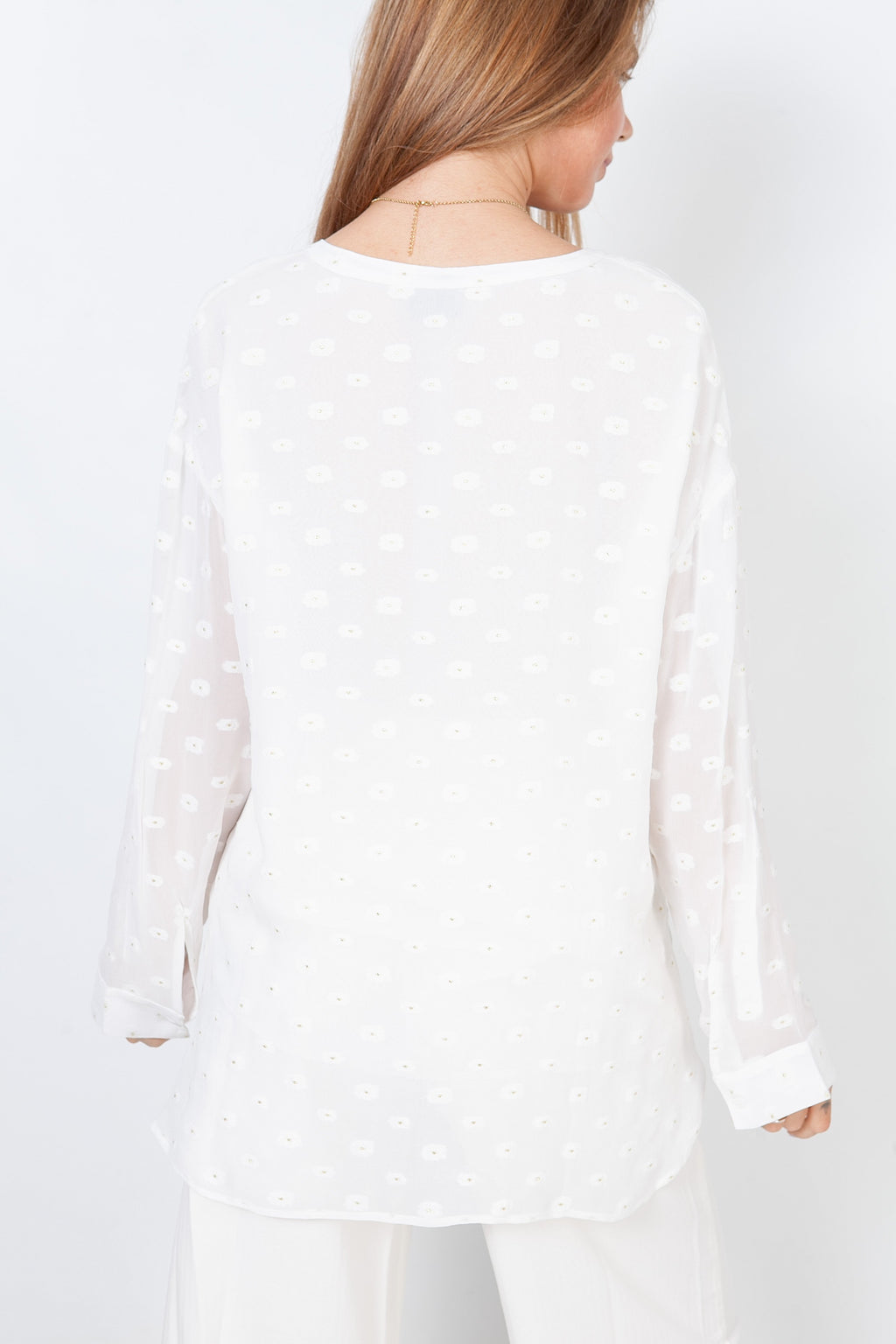 Blusa con cuello en V - Blanco