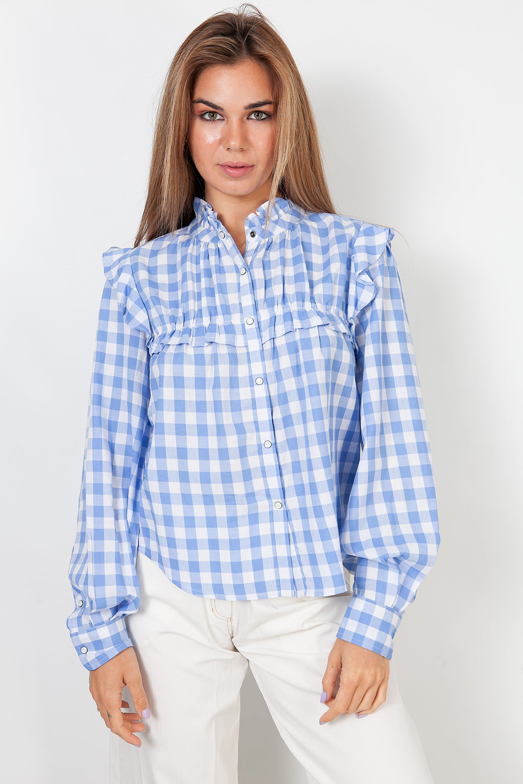 Blue and white checkered shirt