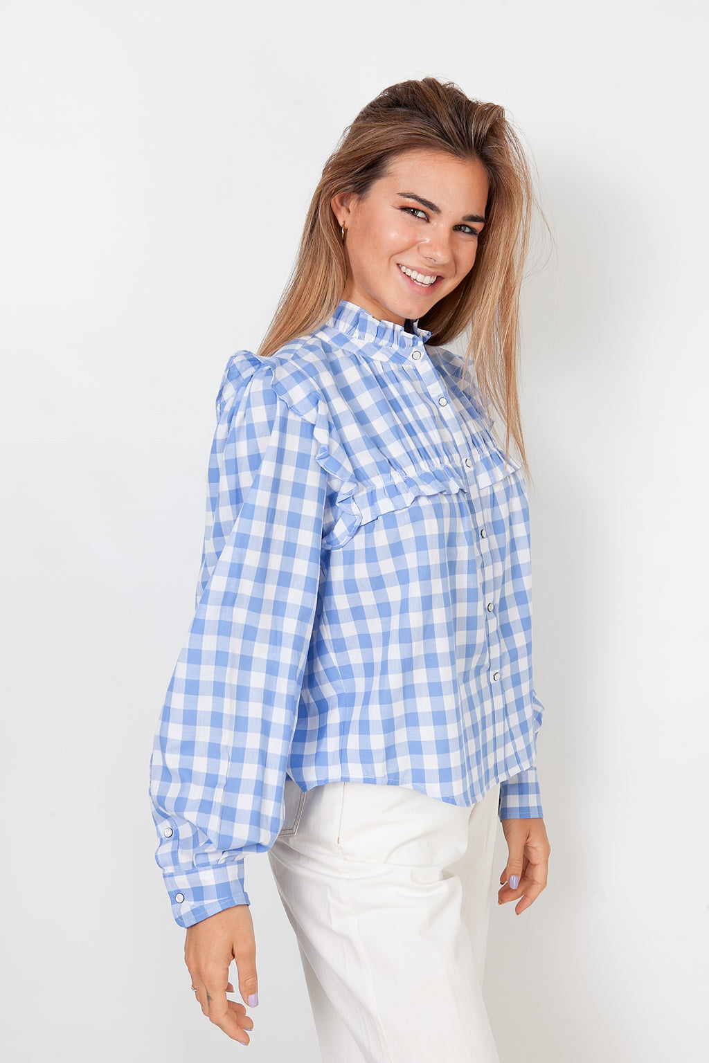 Blue and white checkered shirt