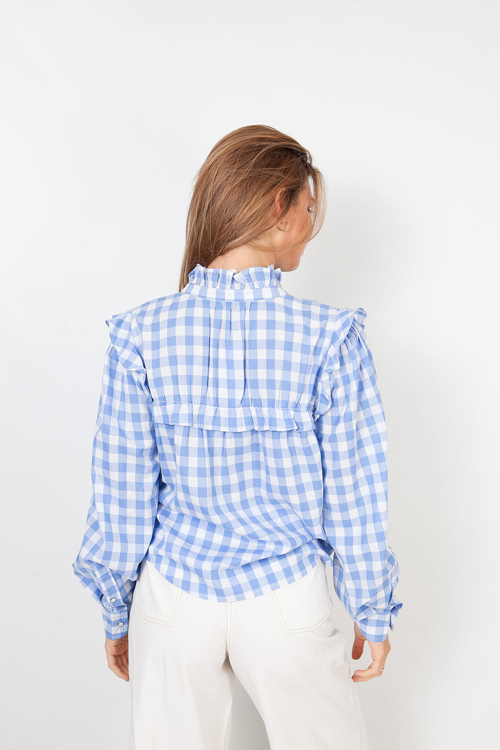 Blue and white checkered shirt