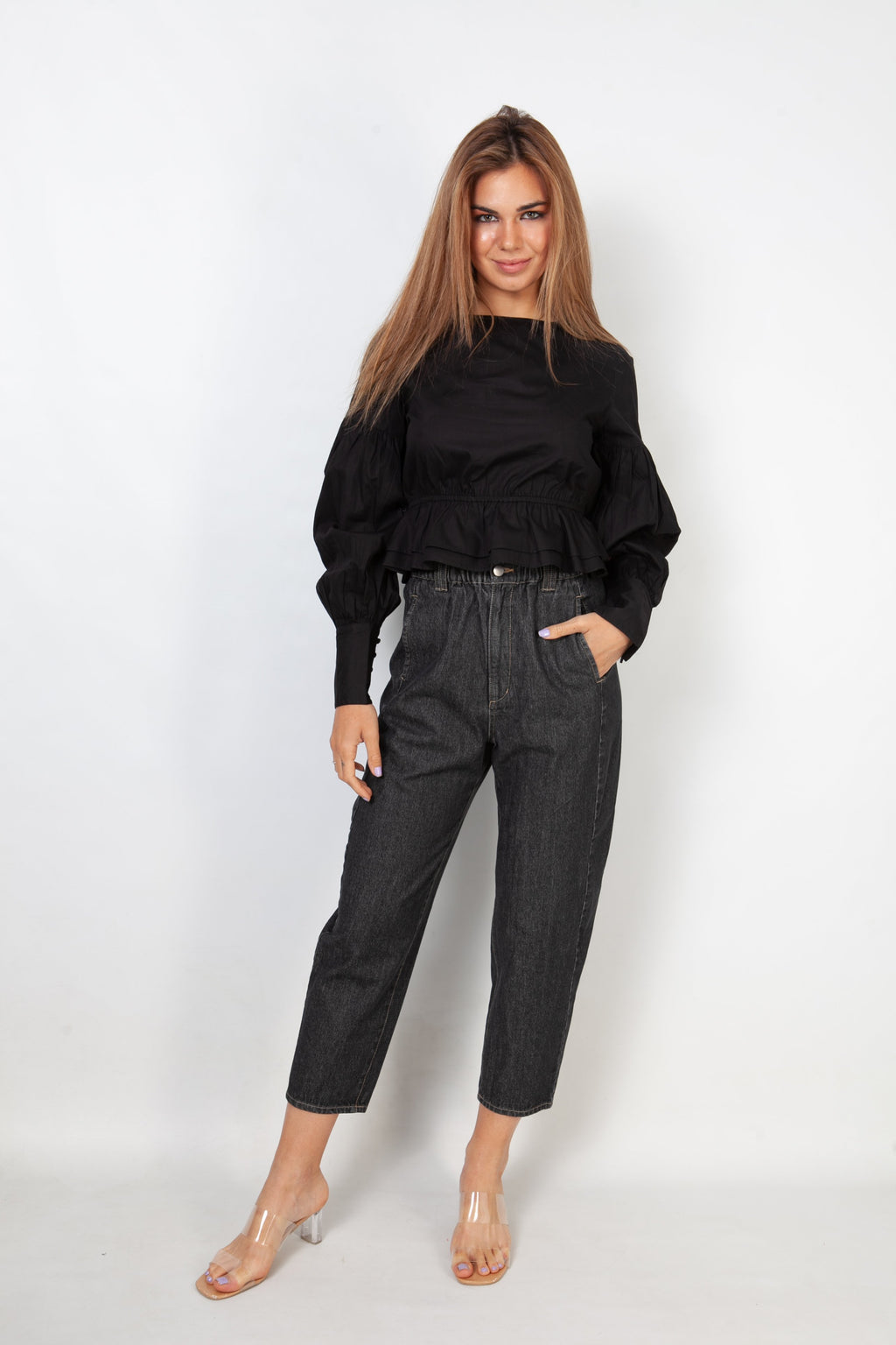 Blusa Cort Campesina-Negra