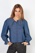 Camisa cuello Peter Pan azul
