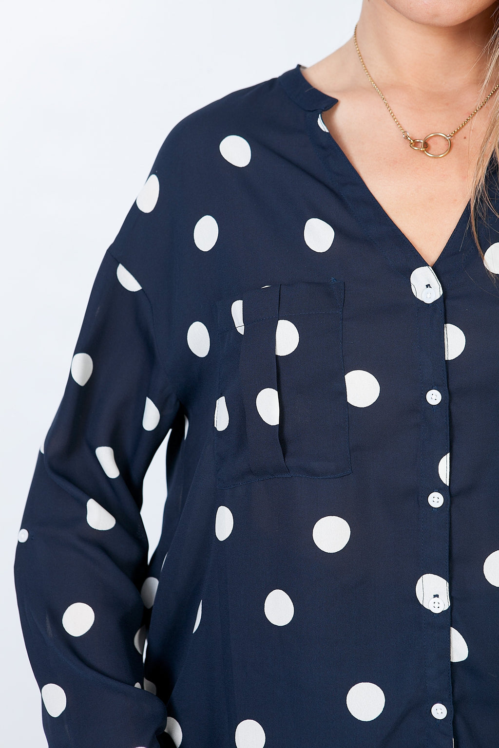 Blusa Cuello En V-Azul