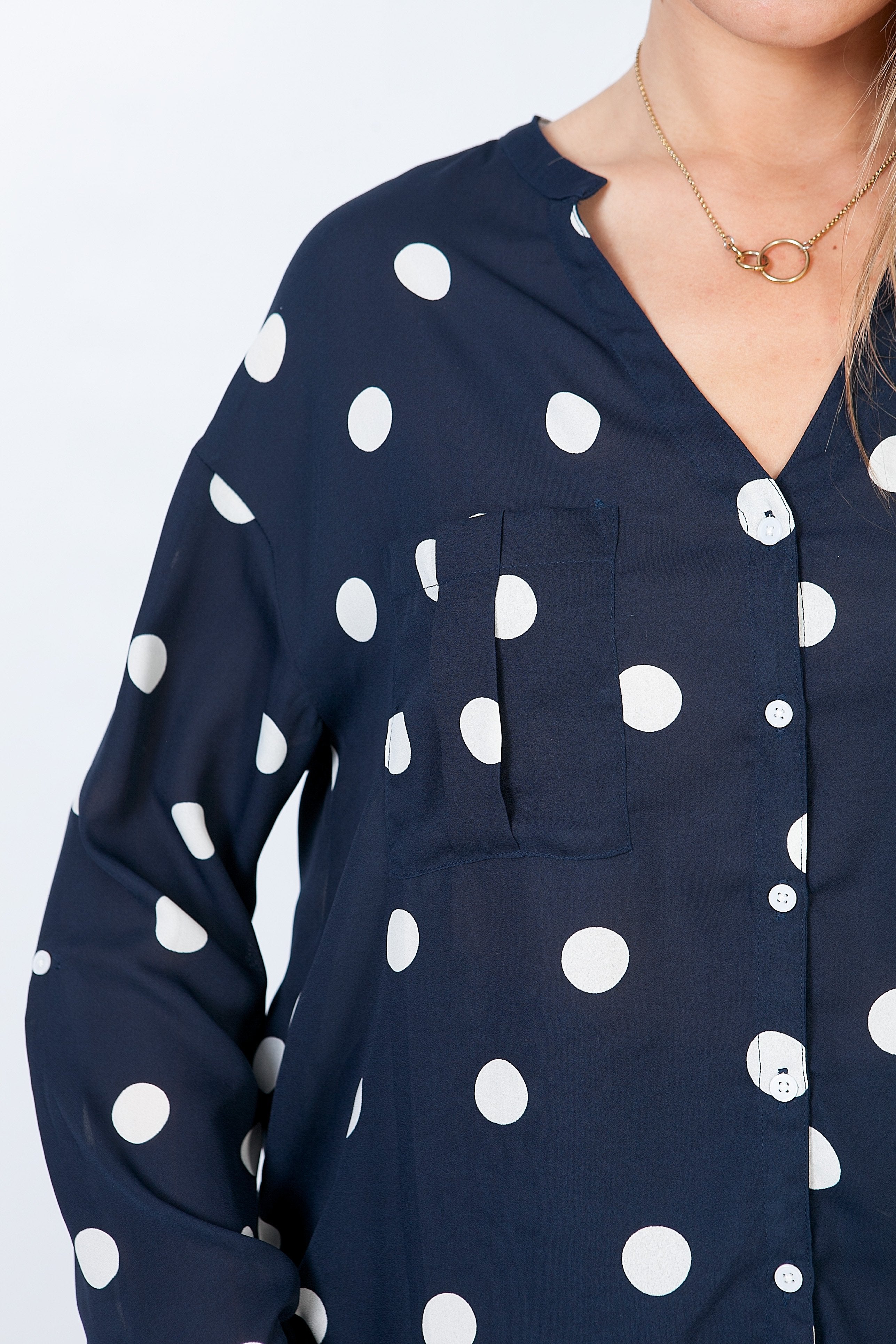 Blusa Cuello En V-Azul