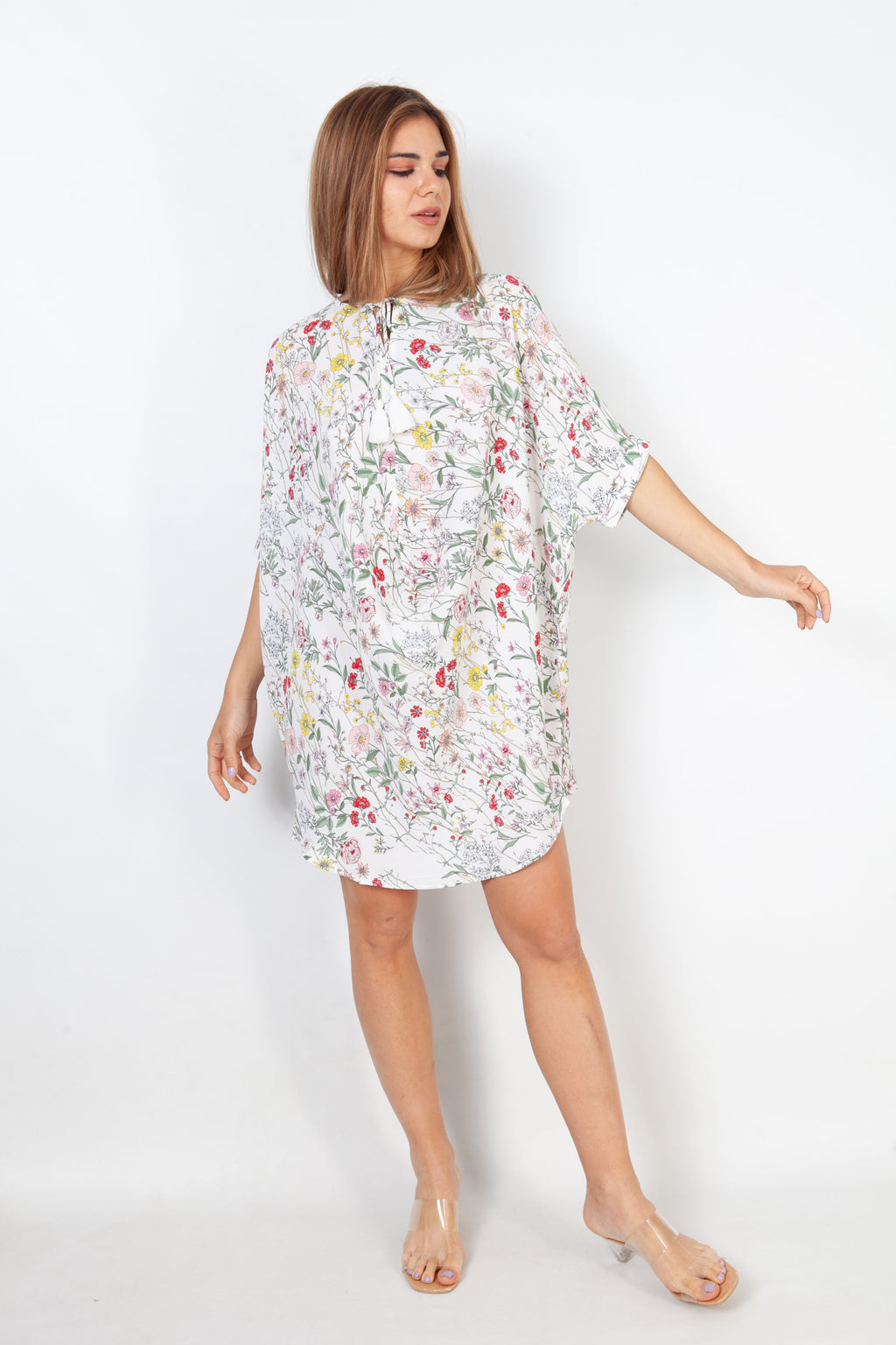 Vestido de playa de rayas - blanco