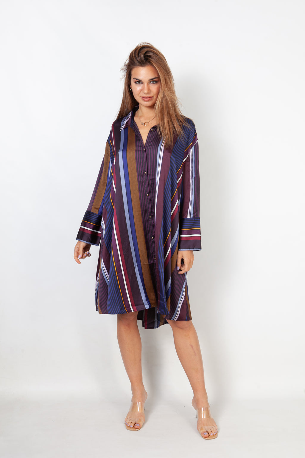 Vestido camisa de rayas azul