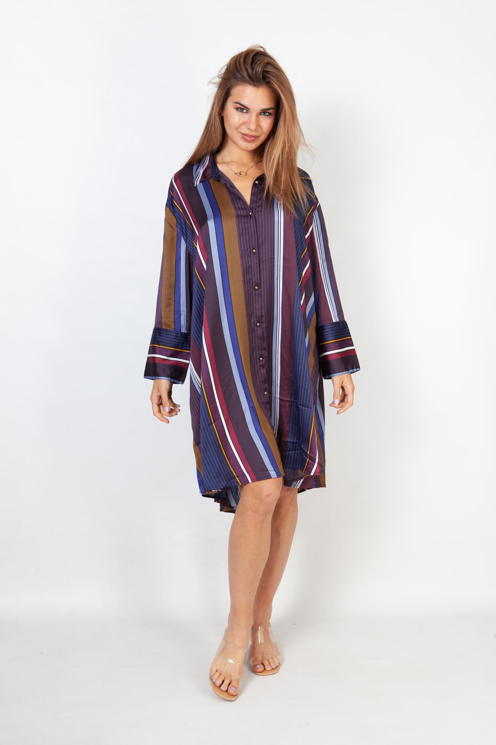Vestido camisa de rayas azul