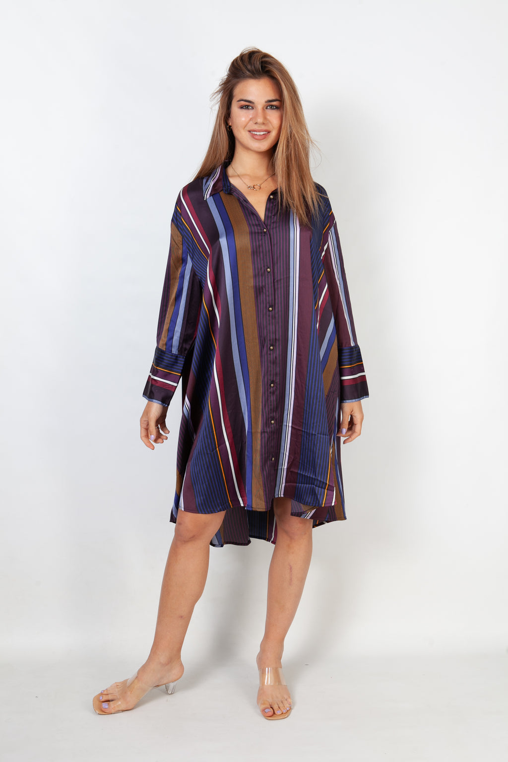 Vestido camisa de rayas azul