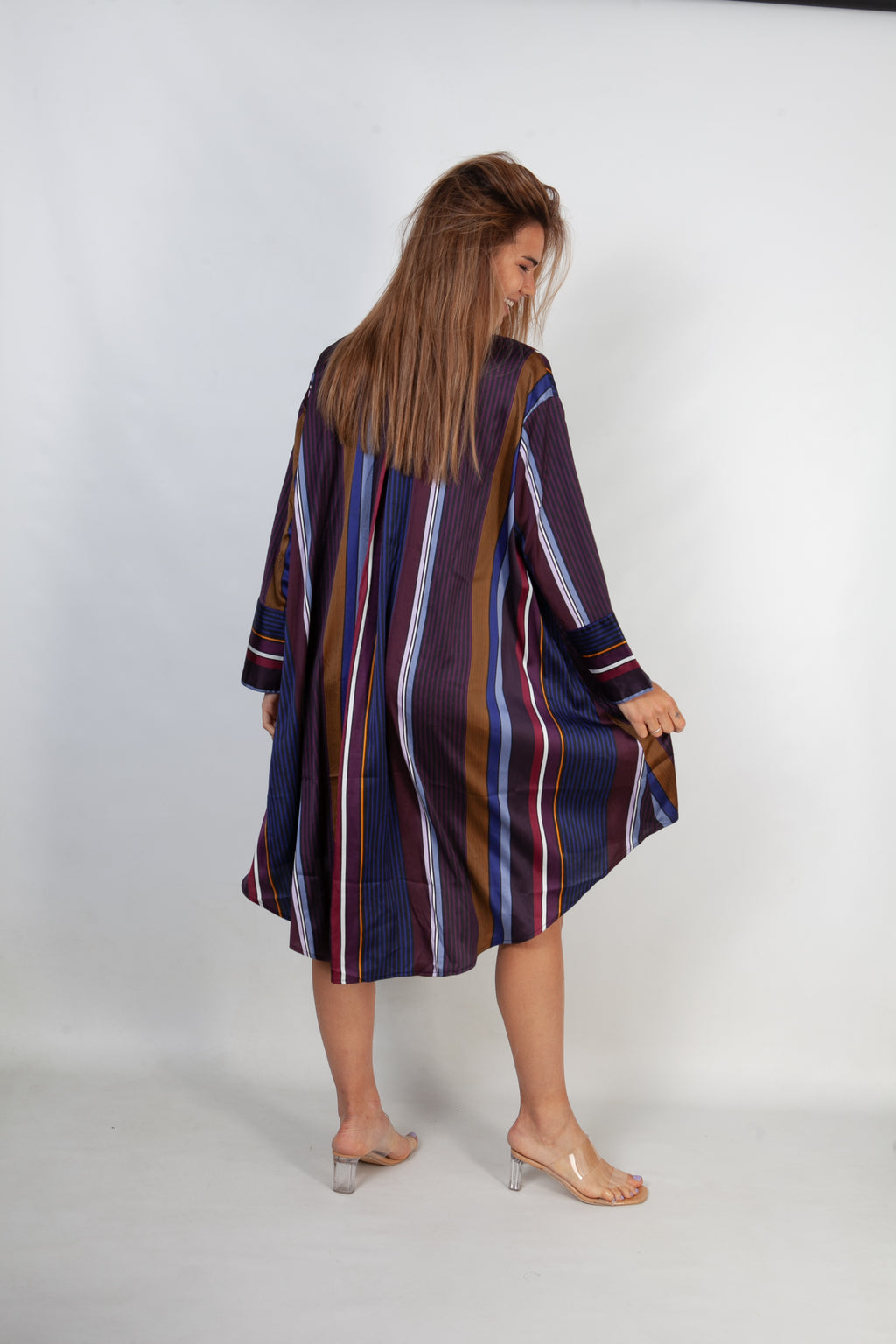 Vestido camisa de rayas azul