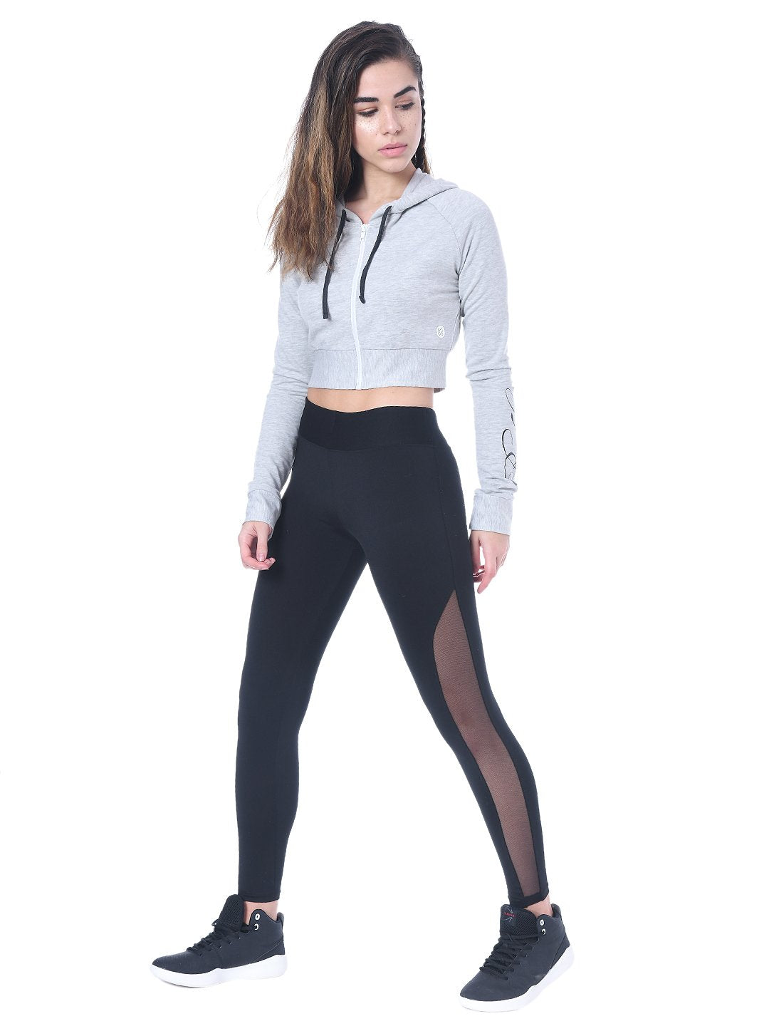 Red Cheri Airy Crop Sudaderas con capucha Gris