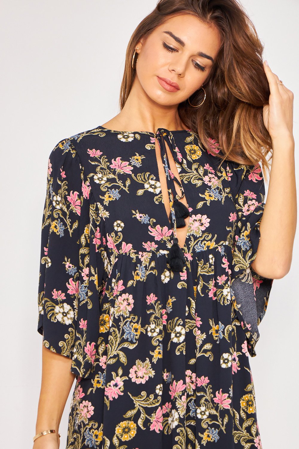 midi dress estampado negro