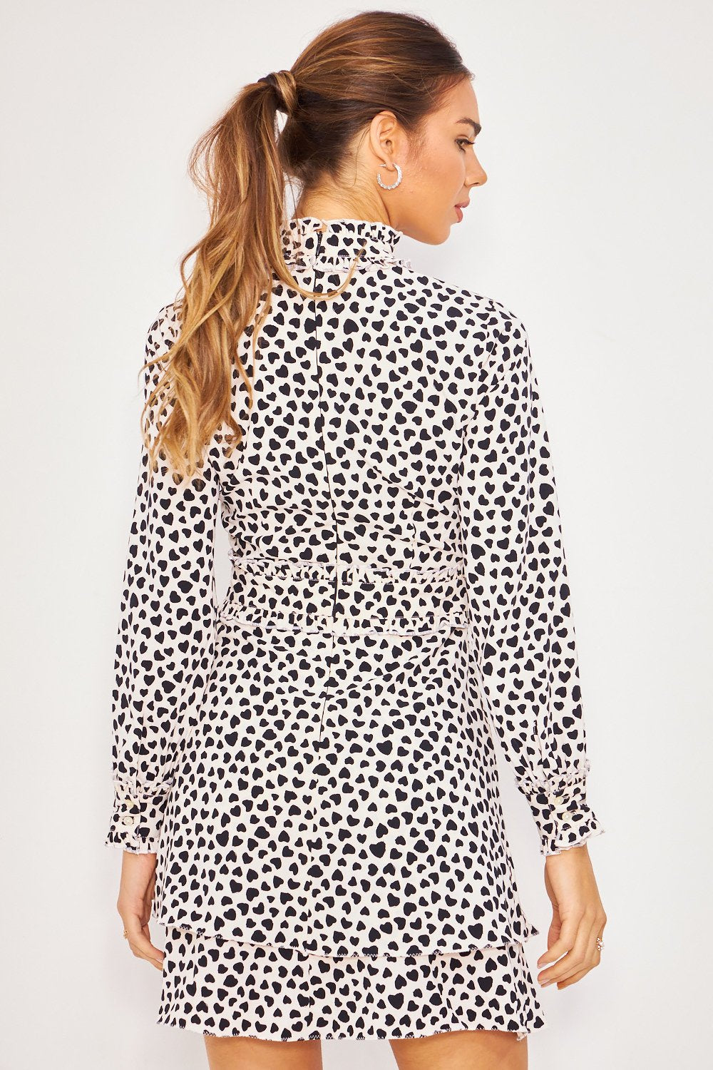 Vestido cuello alto - Blanco y negro