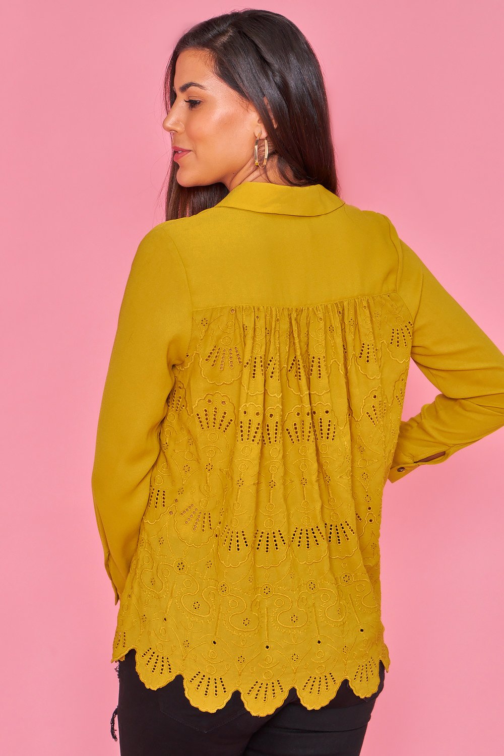 Camisa casual calada - Mostaza