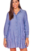 Vestido camisa con vuelo - Azul vaquero