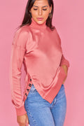 Blusa rosa tela brillante