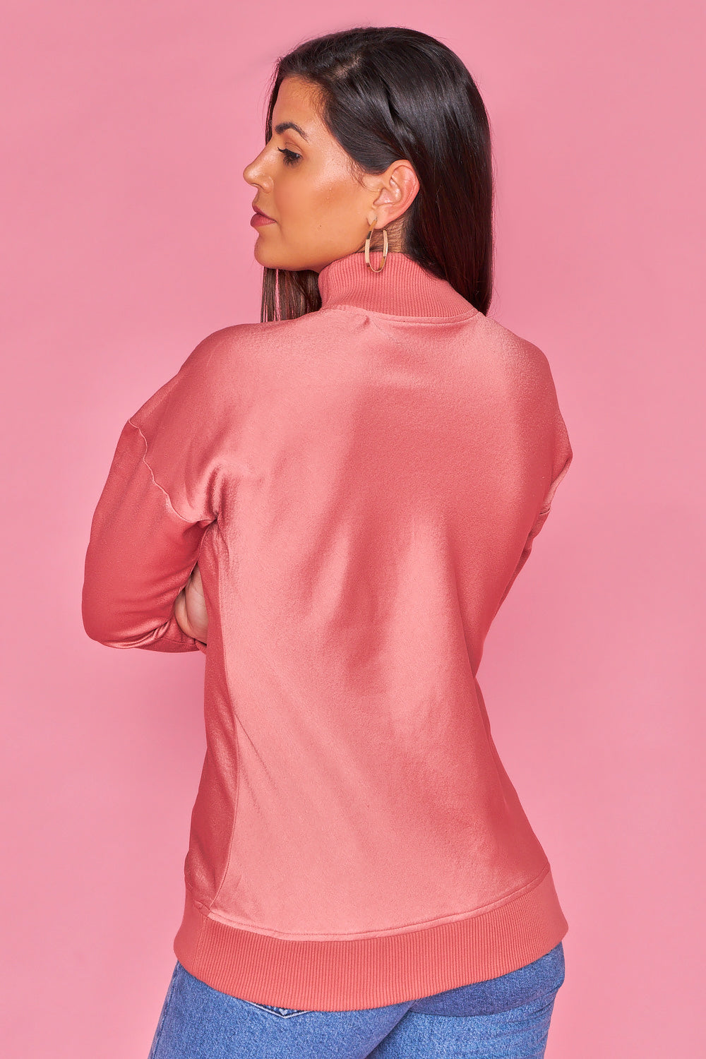 Blusa rosa tela brillante