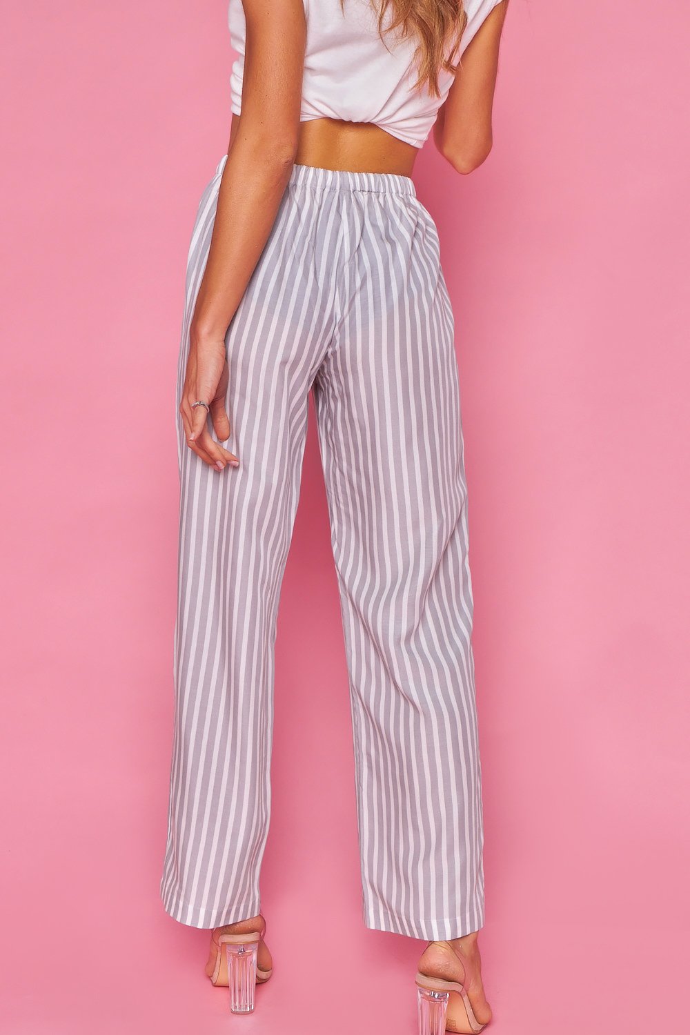 Pantalones campazzo de rayas - Gris y blanco