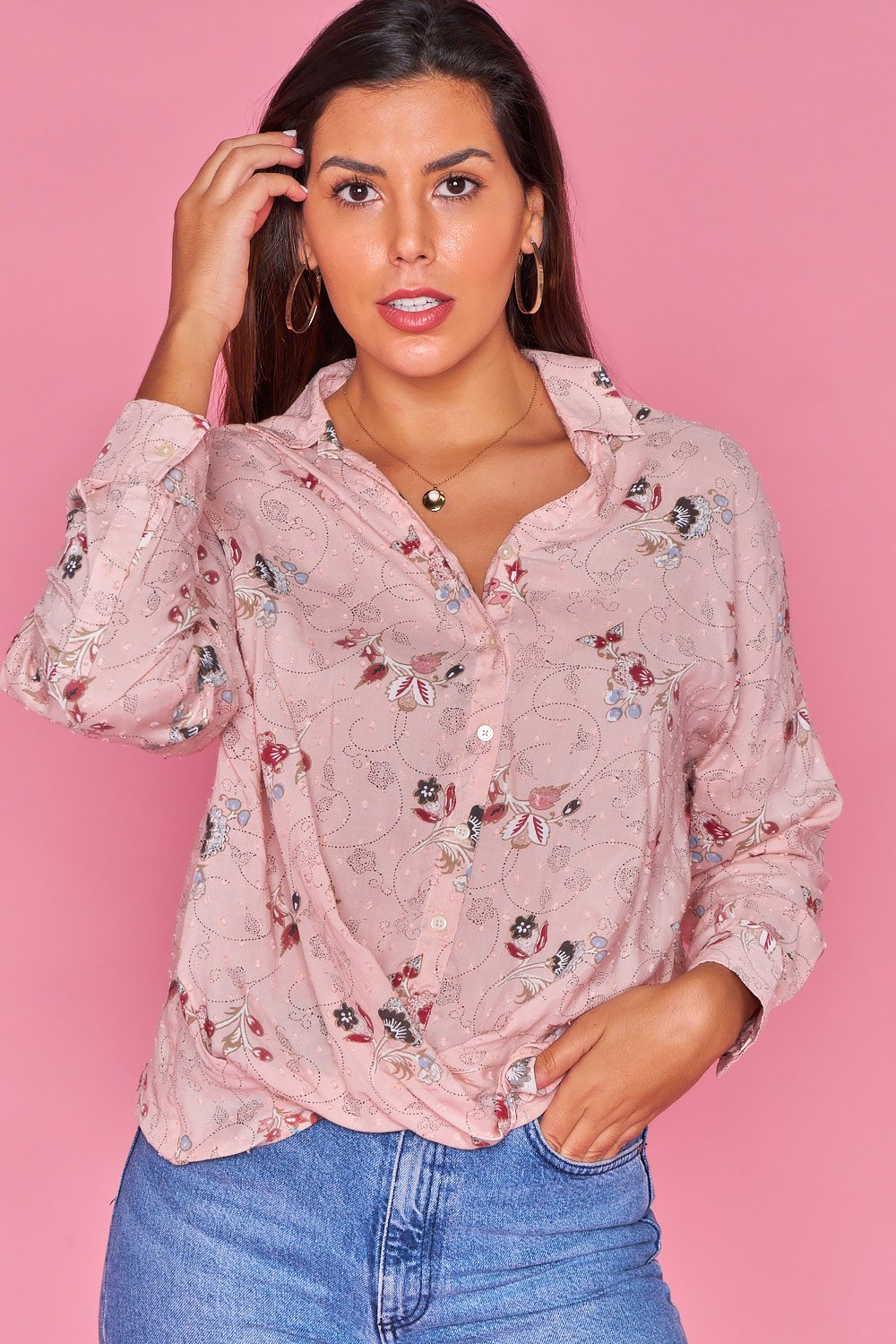 Camisa estampada - Crema