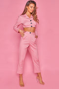 Blazer corta conjunto Tweed rosa