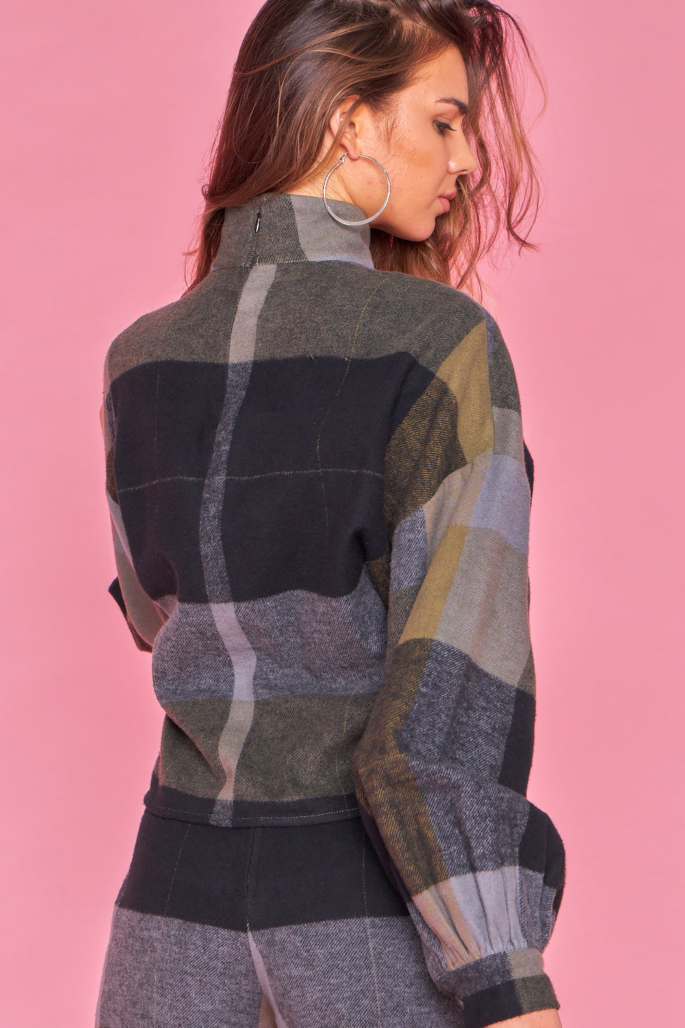Blouse, thick fabric, wide checks