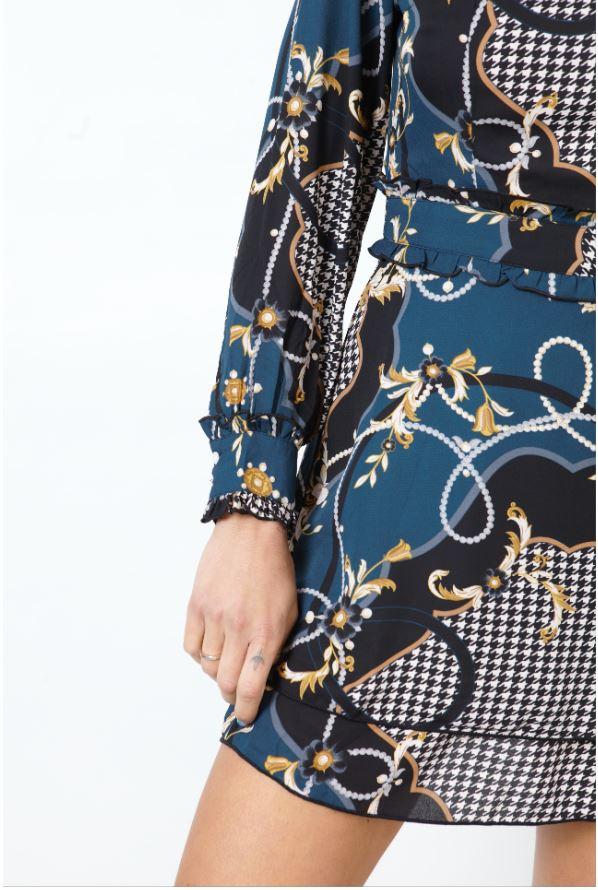 Turtle neck dress - peacock blue