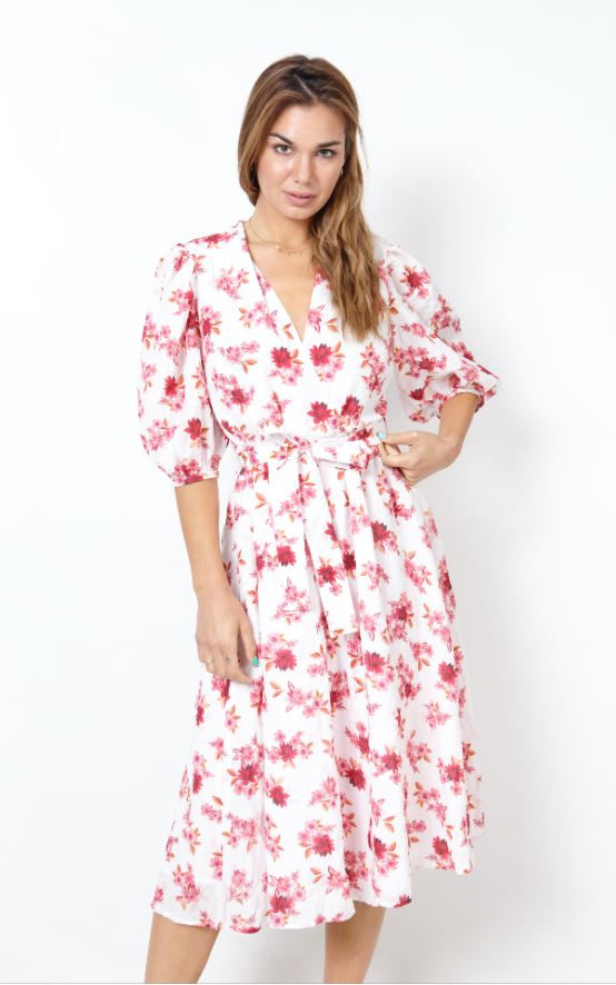Vestido estilo pradera rojo y blanco