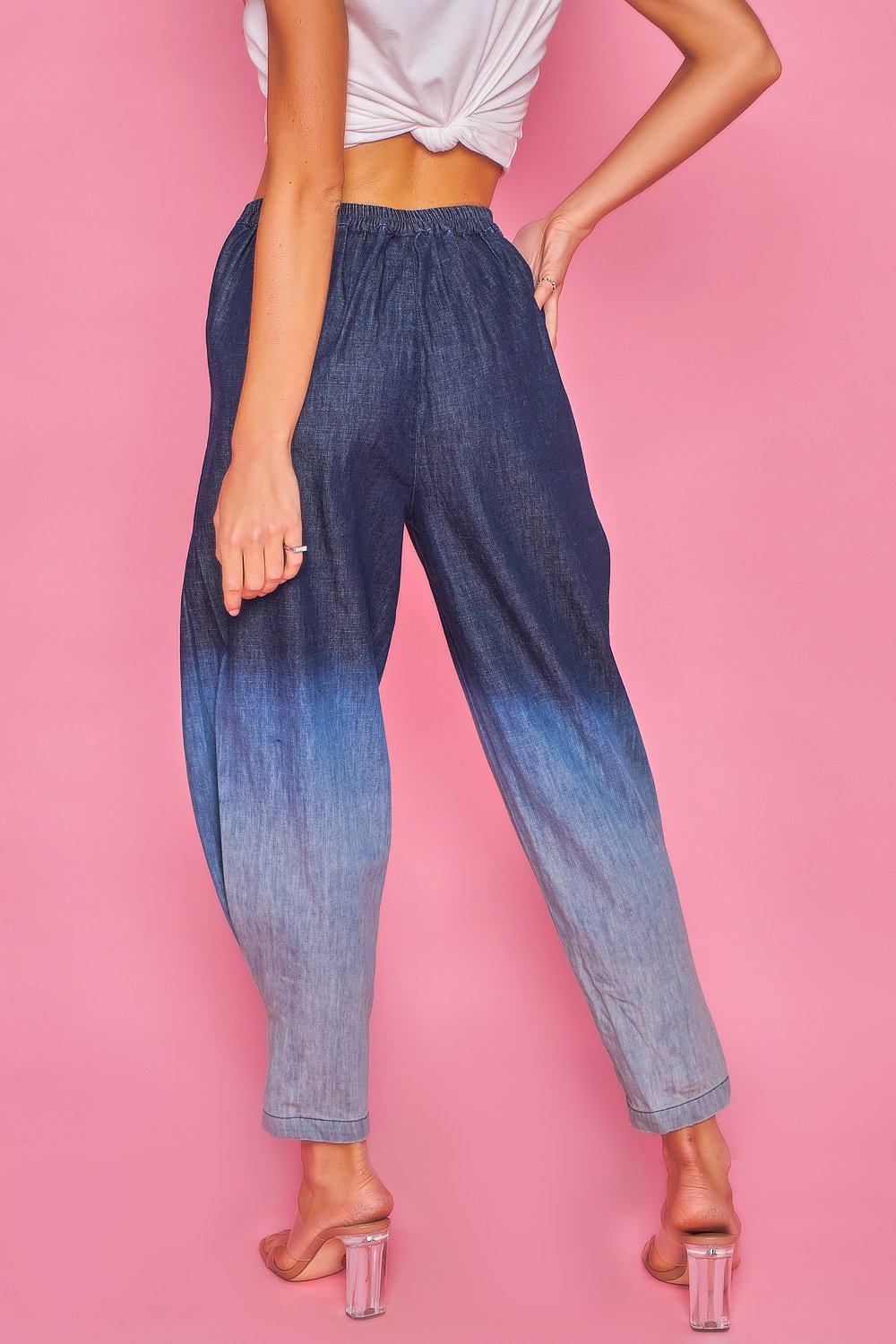 Pantalón vaquero de color lavado - Azul