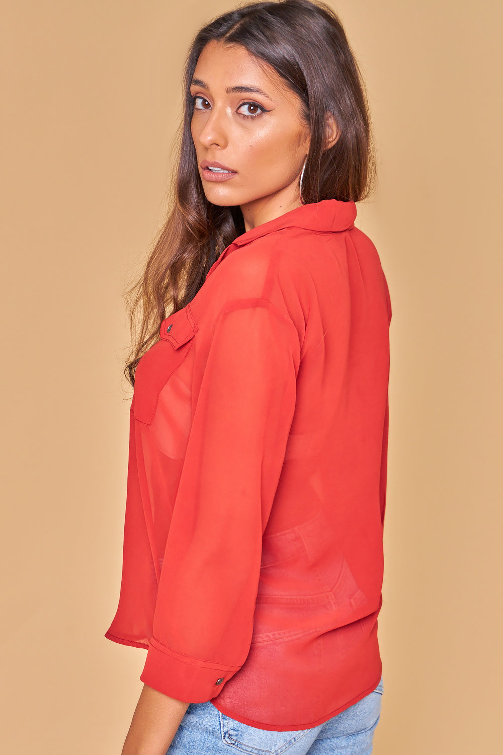 red shirt with pockets