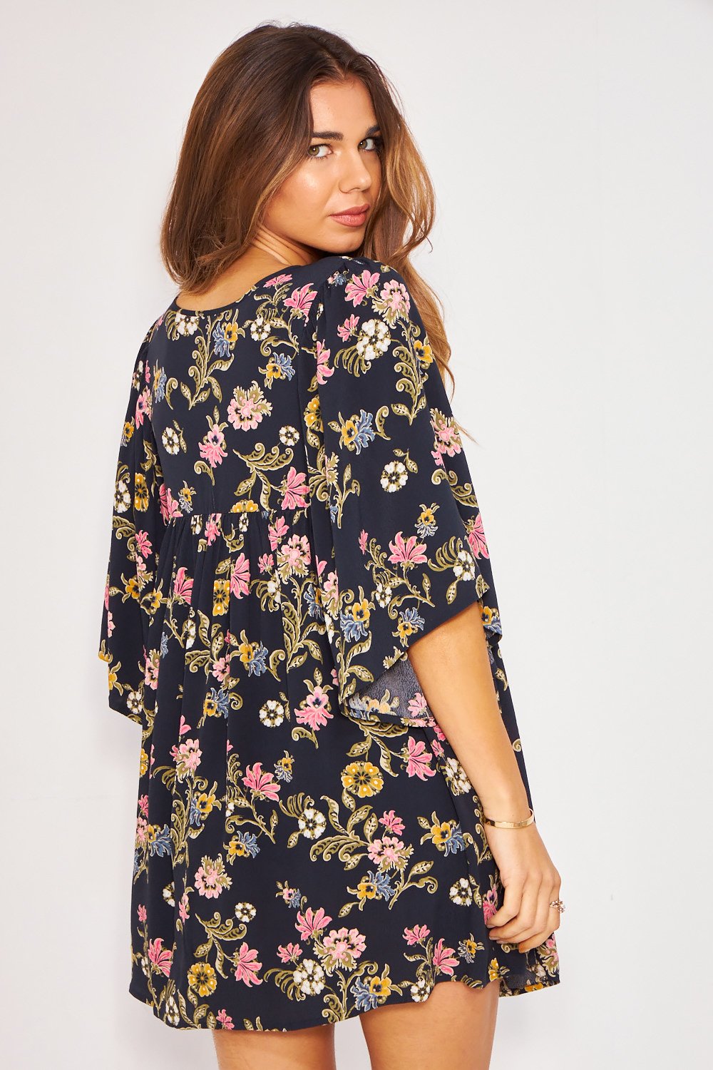midi dress estampado negro