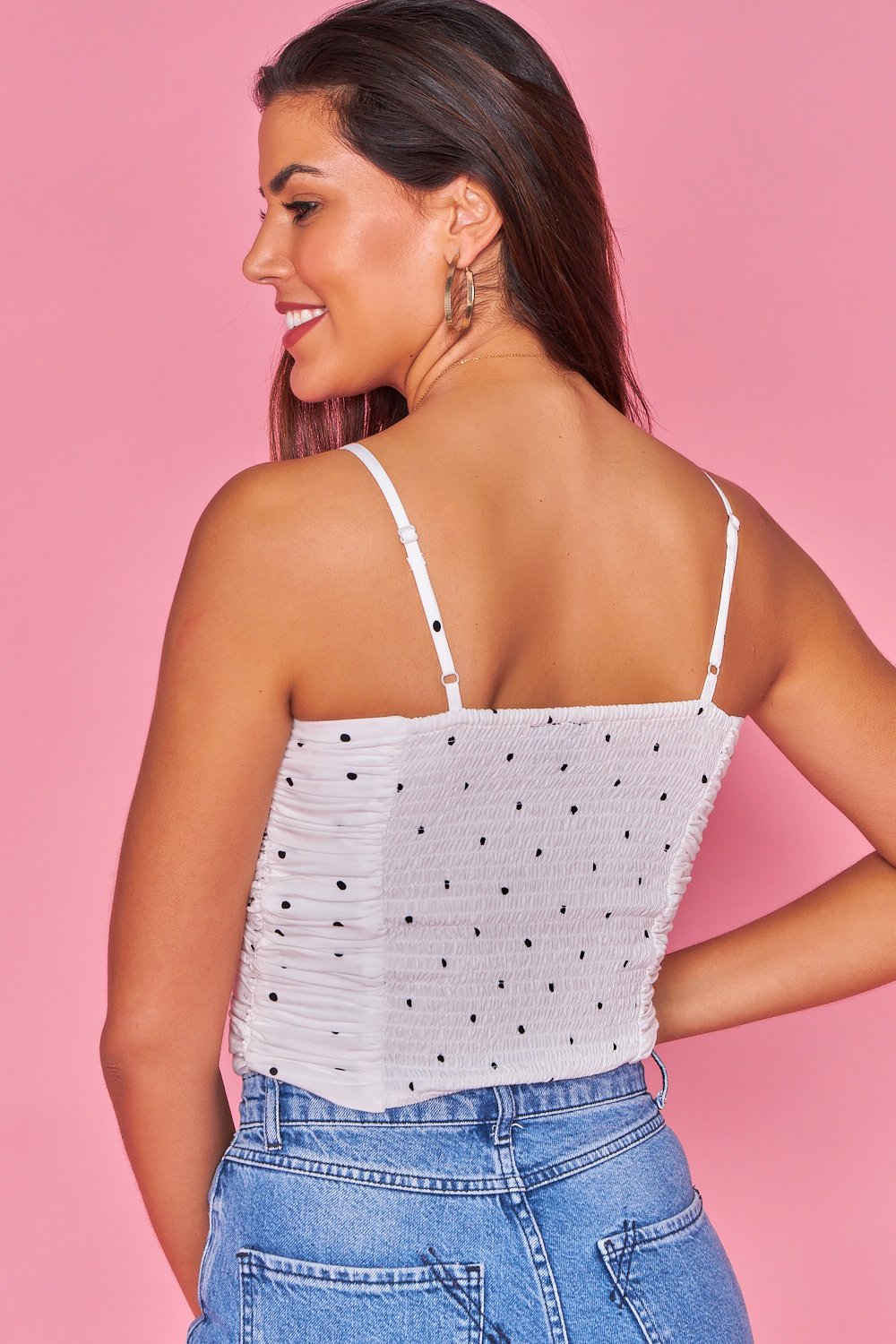 Crop top lunares - Blanco