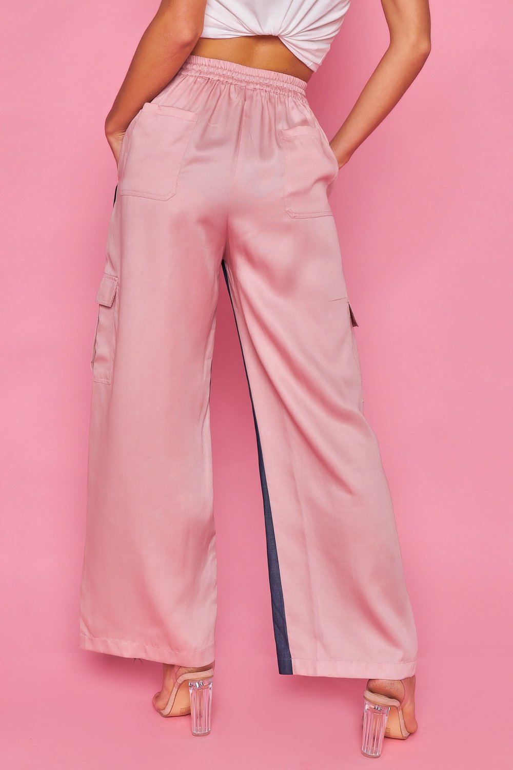 Pantalon Color Block-Azul Y Rosa