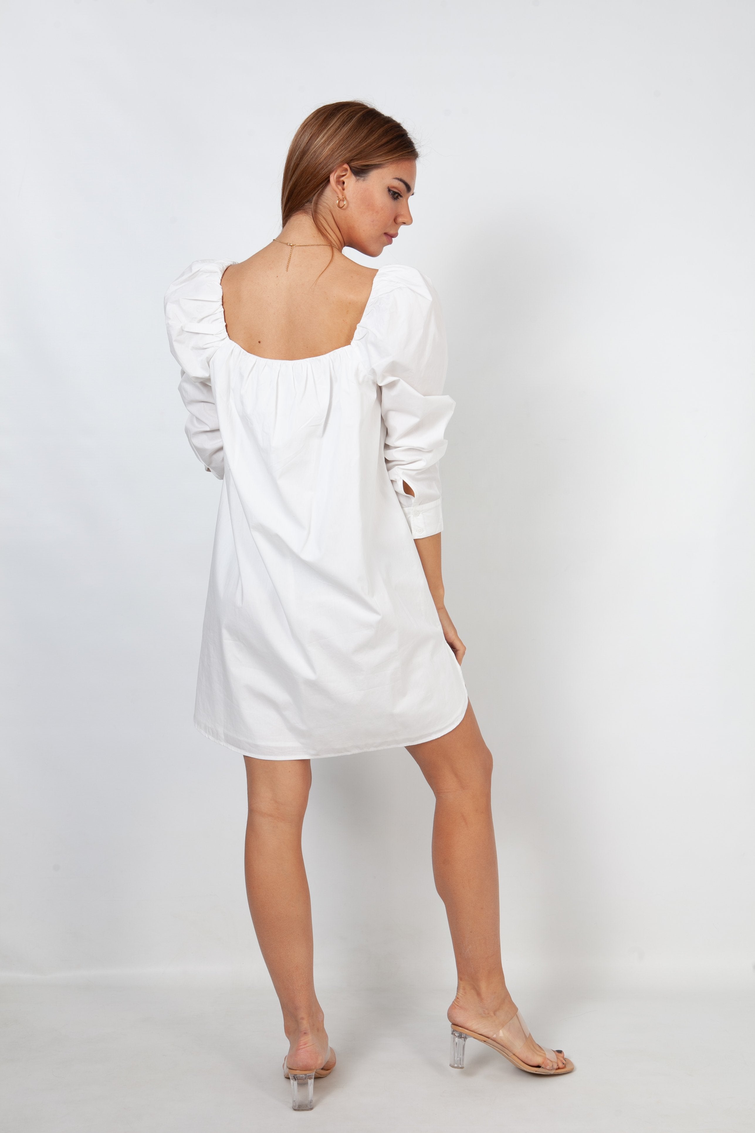Vestido manga voluminosa - blanco