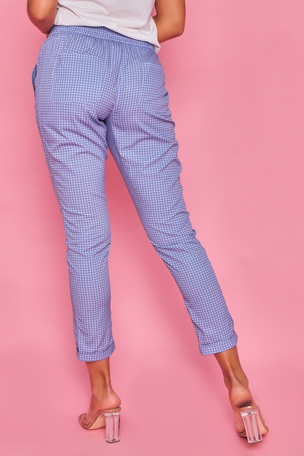 Pantalones Tapered Estampados-Azul